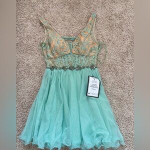 City Studio Mint and Peach Dress